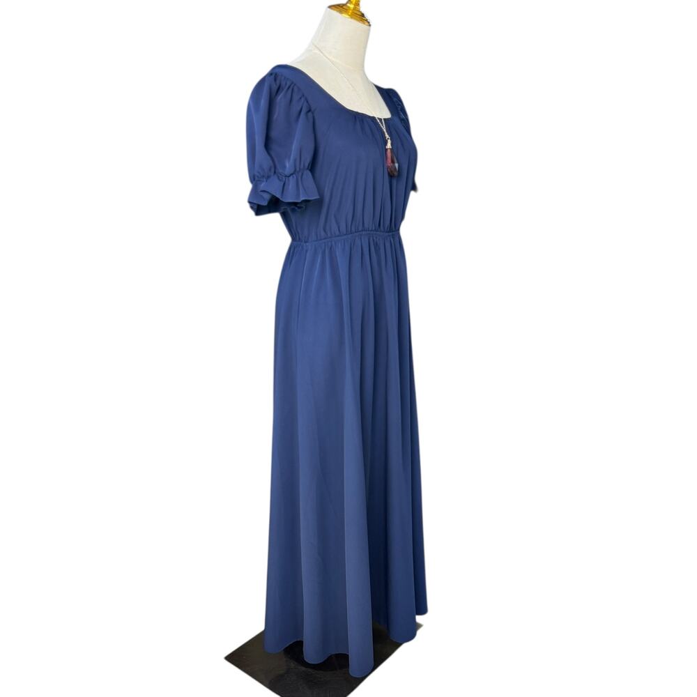 Scarlet Darkness Renaissance Regency Maxi Dress Empire Waist Puff Blue Sleeve S - Picture 2 of 14